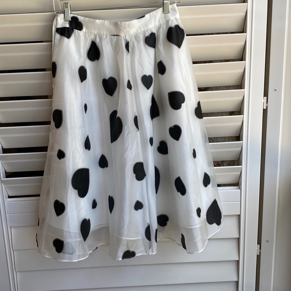 J. Crew Organza Heart Print Midi Skirt. Size 2
